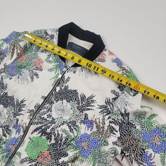 Zara Floral Bomber Jacket Full Zip Multicolor Womens sz Medium - Picture 11 of 13